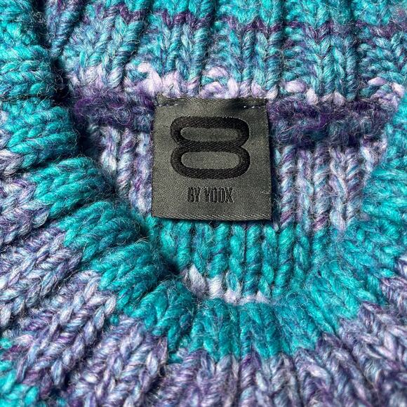 8 by Yoox Jacquard Striped Melange Marled Knit Sweater Blue Purple Italy Small - Picture 3 of 9